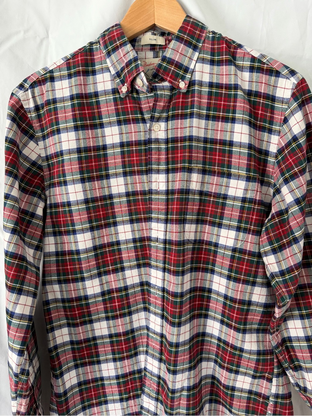 J.Crew Broken-In Oxford Shirt Slim Medium Organic Cotton Holiday Tartan Plaid - Picture 1 of 11